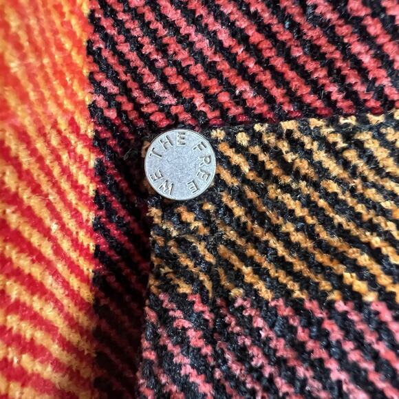 Free People Size XS Ashima Chenille Plaid Duster Maxi Jacket Orange Fall Boho - Picture 9 of 13